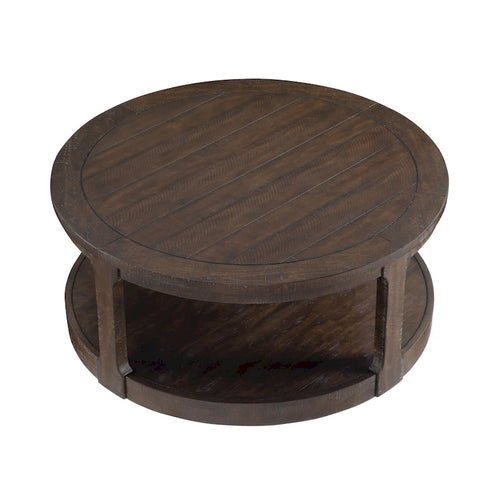 40 inch Large Curved 2 Tier Traditional Round Circle Wooden Center Coffee Table,Mid Century Vintage Design Rounded Wooden Table