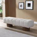 Upholstered Dining Bench, No-Assembly Entryway & Bedroom Ottoman with Sturdy Wood Legs
