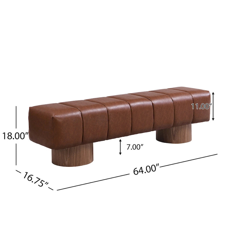 Upholstered Dining Bench, No-Assembly Entryway & Bedroom Ottoman with Sturdy Wood Legs