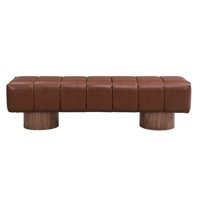 Upholstered Dining Bench, No-Assembly Entryway & Bedroom Ottoman with Sturdy Wood Legs