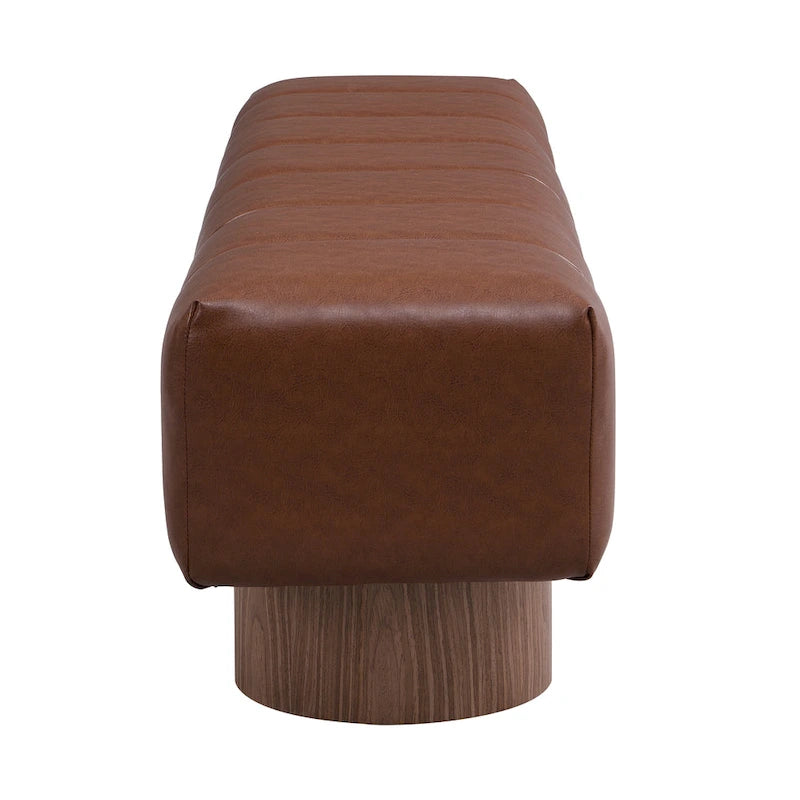 Upholstered Dining Bench, No-Assembly Entryway & Bedroom Ottoman with Sturdy Wood Legs