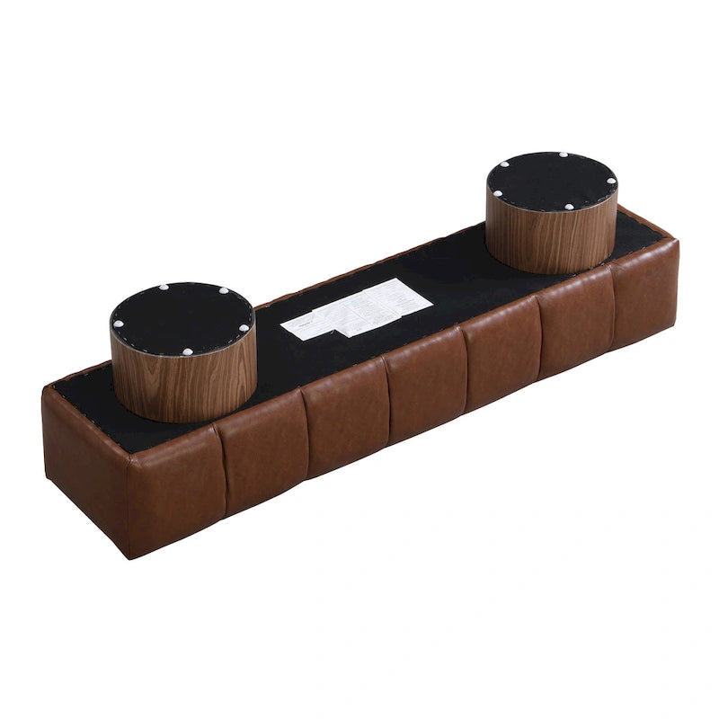 Upholstered Dining Bench, No-Assembly Entryway & Bedroom Ottoman with Sturdy Wood Legs
