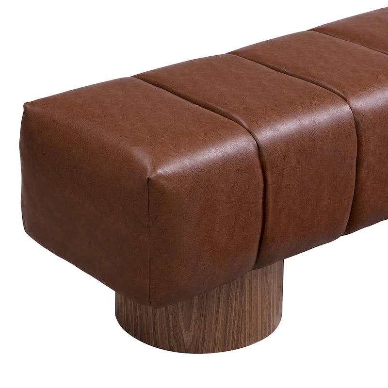 Upholstered Dining Bench, No-Assembly Entryway & Bedroom Ottoman with Sturdy Wood Legs