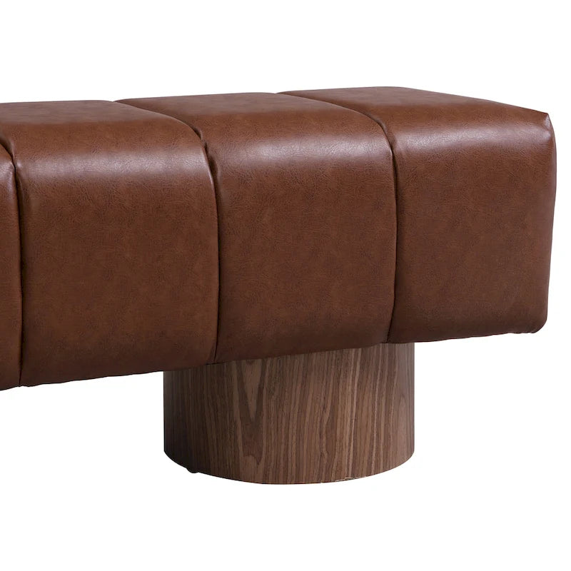 Upholstered Dining Bench, No-Assembly Entryway & Bedroom Ottoman with Sturdy Wood Legs