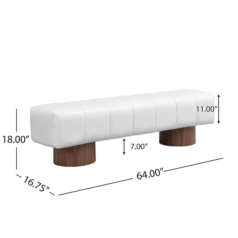 Upholstered Dining Bench, No-Assembly Entryway & Bedroom Ottoman with Sturdy Wood Legs