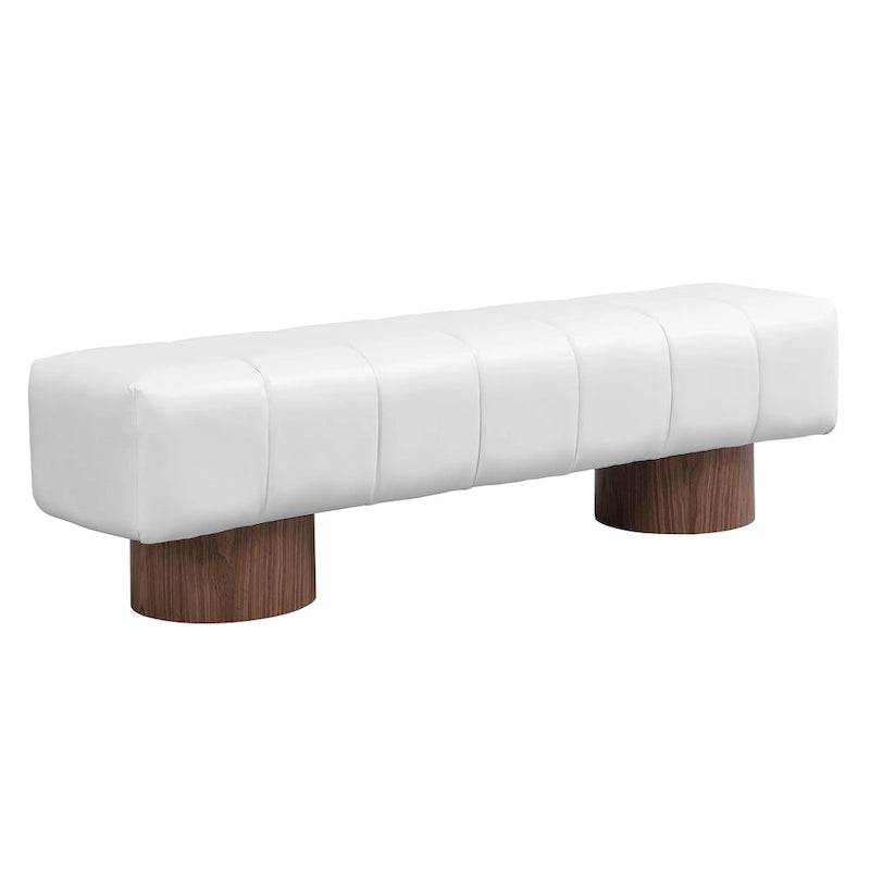 Upholstered Dining Bench, No-Assembly Entryway & Bedroom Ottoman with Sturdy Wood Legs