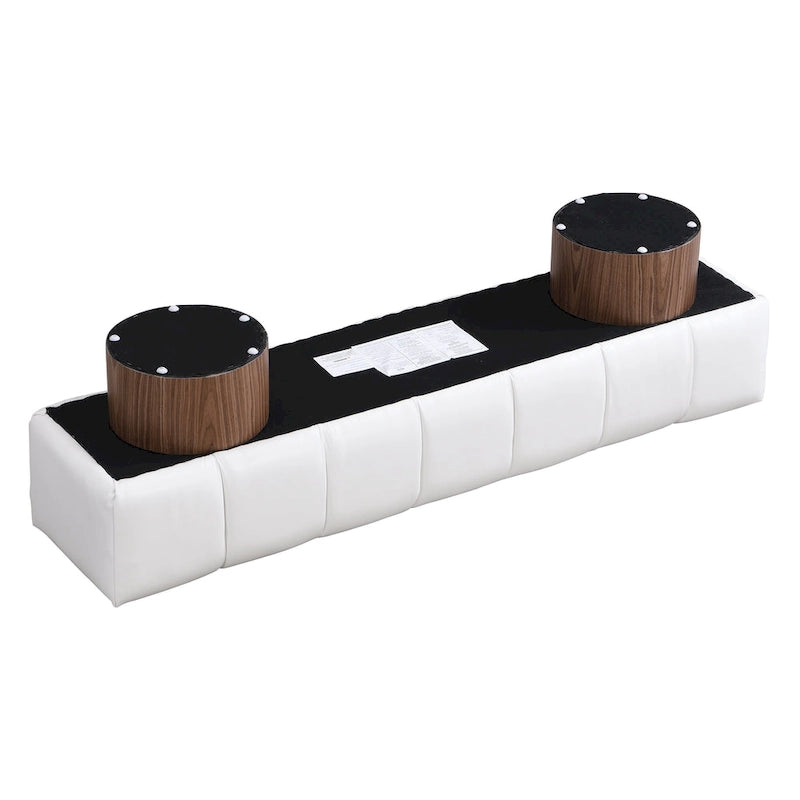 Upholstered Dining Bench, No-Assembly Entryway & Bedroom Ottoman with Sturdy Wood Legs