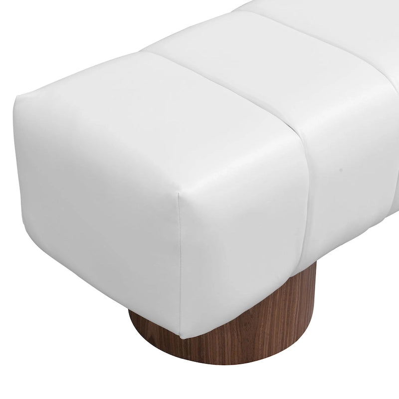 Upholstered Dining Bench, No-Assembly Entryway & Bedroom Ottoman with Sturdy Wood Legs