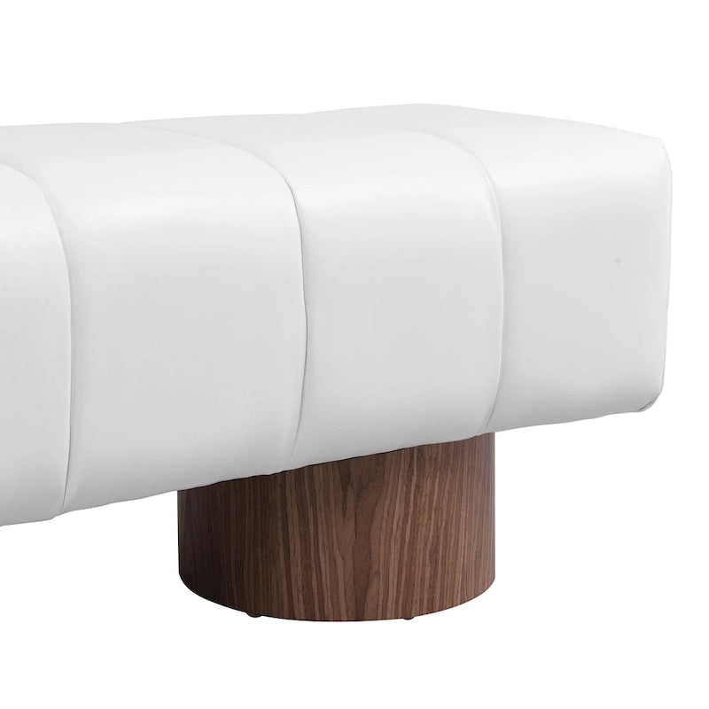 Upholstered Dining Bench, No-Assembly Entryway & Bedroom Ottoman with Sturdy Wood Legs