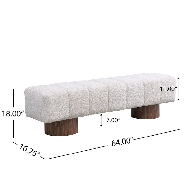 Upholstered Dining Bench, No-Assembly Entryway & Bedroom Ottoman with Sturdy Wood Legs