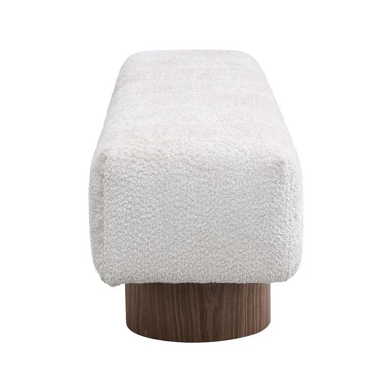 Upholstered Dining Bench, No-Assembly Entryway & Bedroom Ottoman with Sturdy Wood Legs