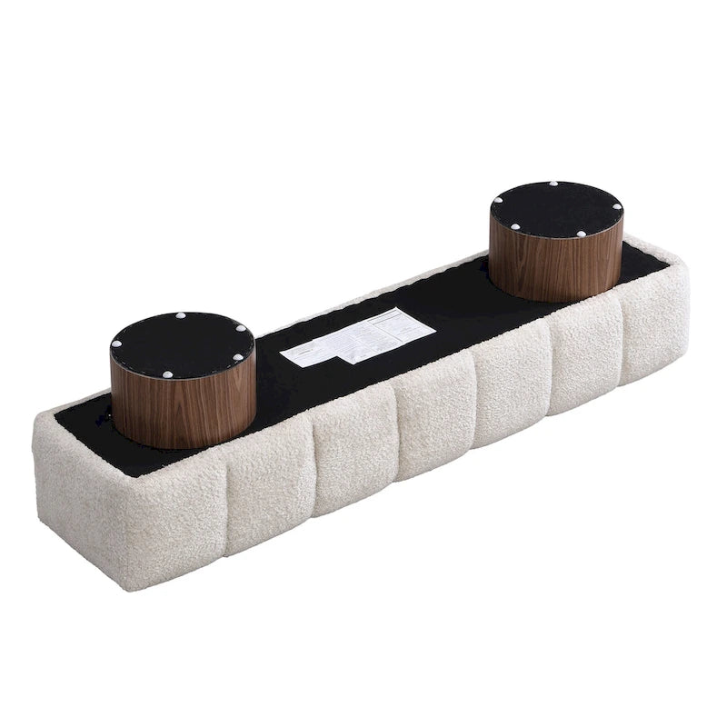 Upholstered Dining Bench, No-Assembly Entryway & Bedroom Ottoman with Sturdy Wood Legs
