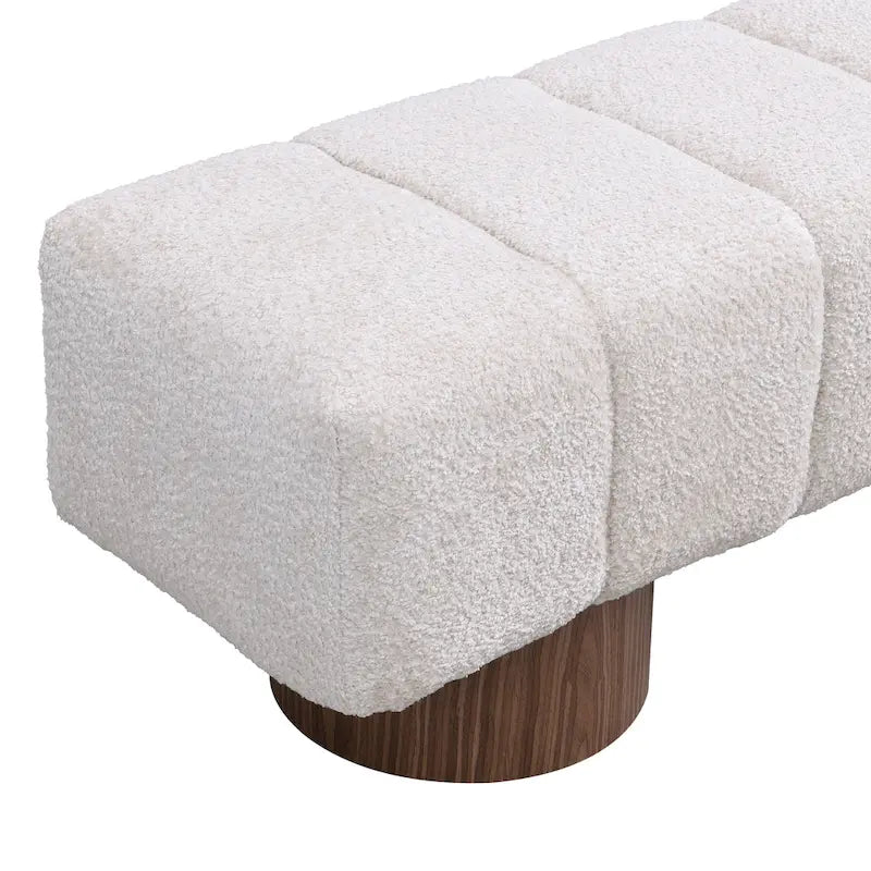 Upholstered Dining Bench, No-Assembly Entryway & Bedroom Ottoman with Sturdy Wood Legs