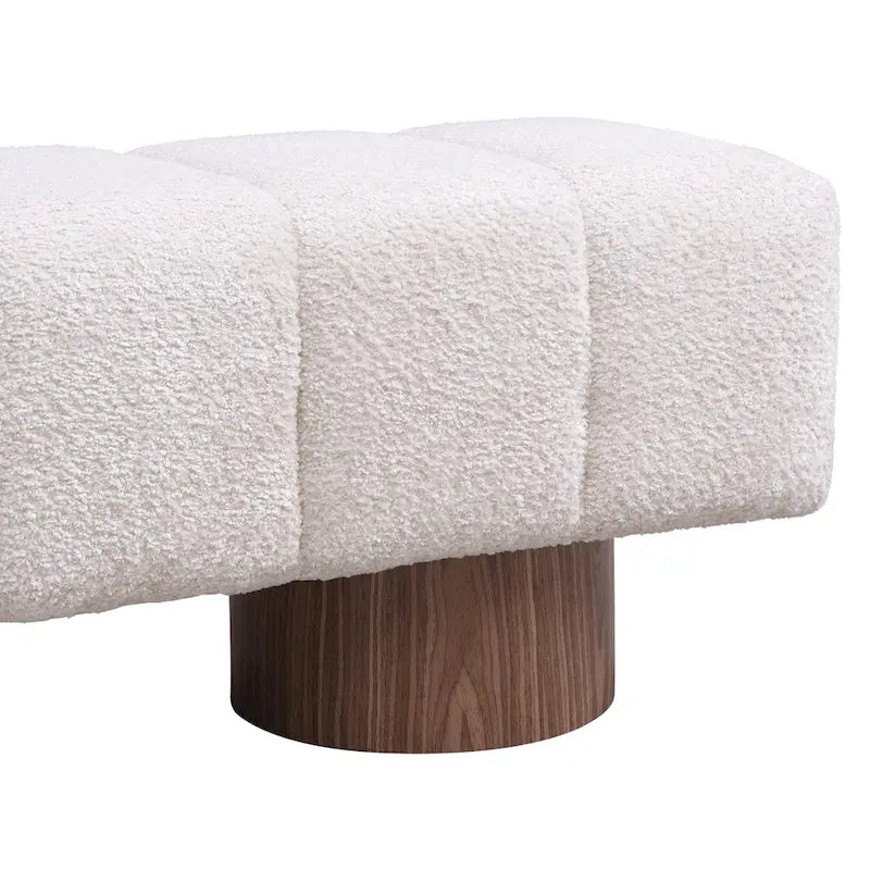 Upholstered Dining Bench, No-Assembly Entryway & Bedroom Ottoman with Sturdy Wood Legs