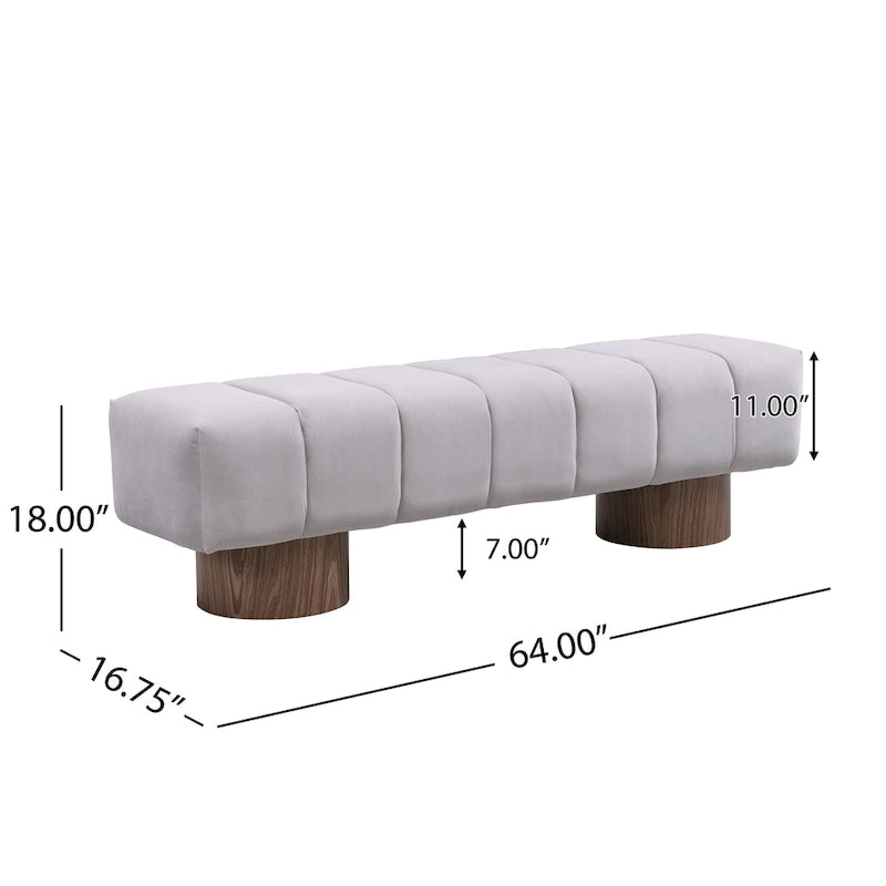 Upholstered Dining Bench, No-Assembly Entryway & Bedroom Ottoman with Sturdy Wood Legs
