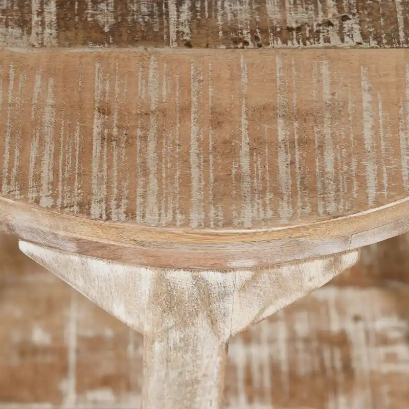 Two Tier Handmade Round End Table - 22 - Beige