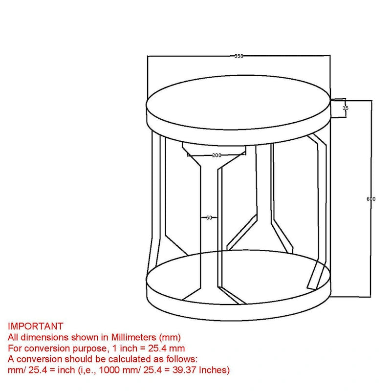 Two Tier Handmade Round End Table - 22 - Beige
