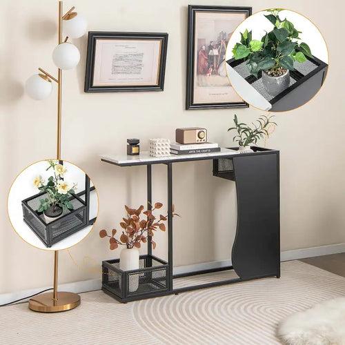 43.5 Console Table with Faux Marble Top & 2 Storage - See Details
