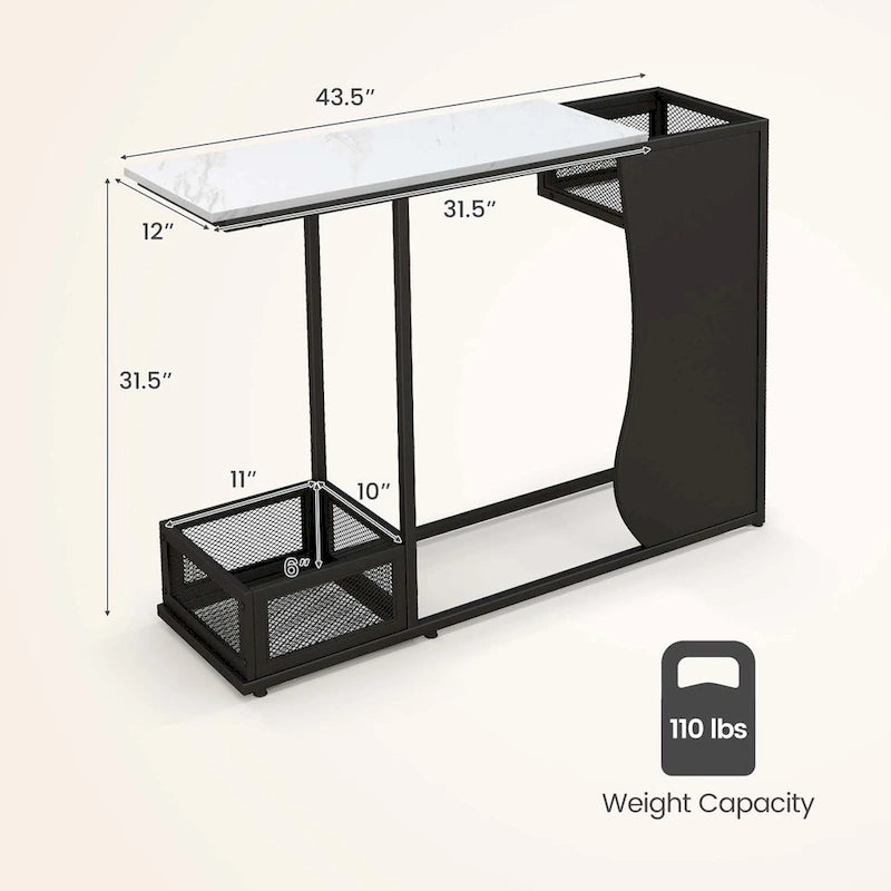 43.5 Console Table with Faux Marble Top & 2 Storage - See Details