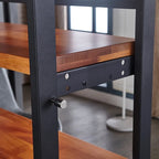 Multifunctionele uitschuifbare eettafel van massief mahoniehout, ruimtebesparende tafel met plank, eenvoudig om te bouwen voor huis en studio