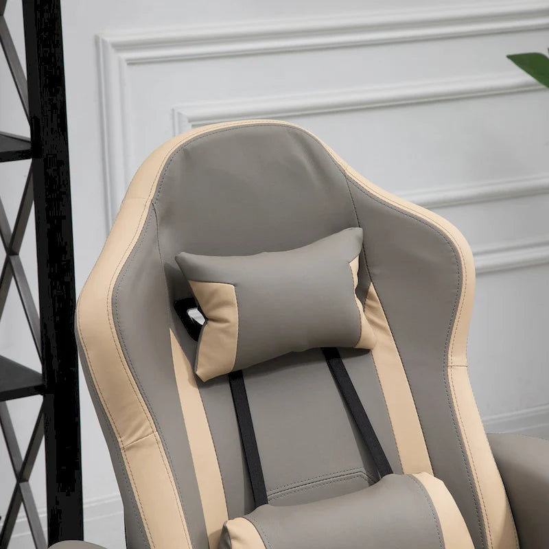 Manual Recliner Armchair PU Leather Lounge Chair w/ Adjustable Leg Rest, 135 Reclining Function, 360 Swivel, Cup Holder