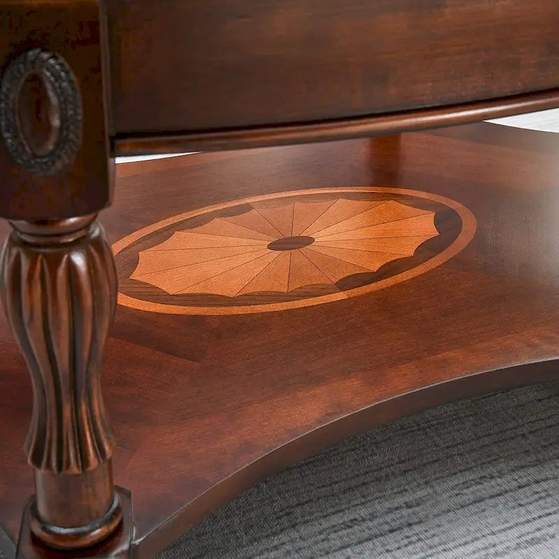 Solid Wood End Tables Coffee Tables Console Table with Glass Top