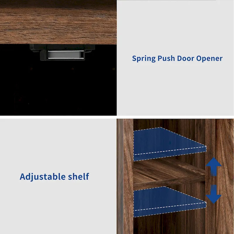 Farmhouse End Table with Charging Station, End Table with Power Outlets and USB Ports