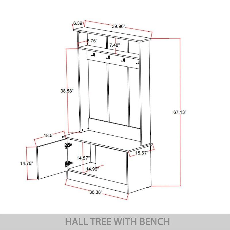Classic Hall Tree with Bench