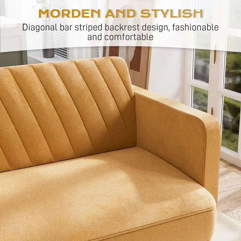 Upholstered Tufted Convertible Futon Sofa Bed, Velvet Sleeper Couch, 3 Seater Tufted Sofa with Adjustable Backrests