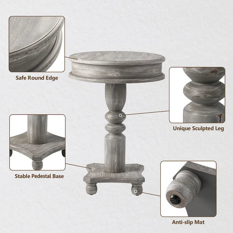 Farmhouse Rustic Accent Side Table