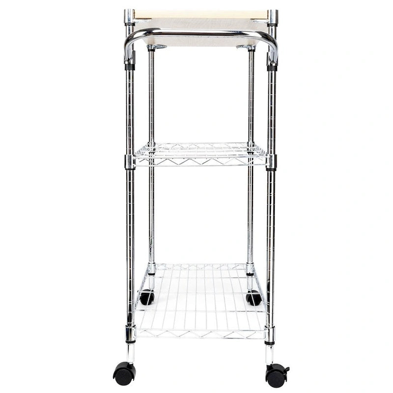 3-Tier Rolling Kitchen Trolley Cart Steel Island Storage Utility Service Dining
