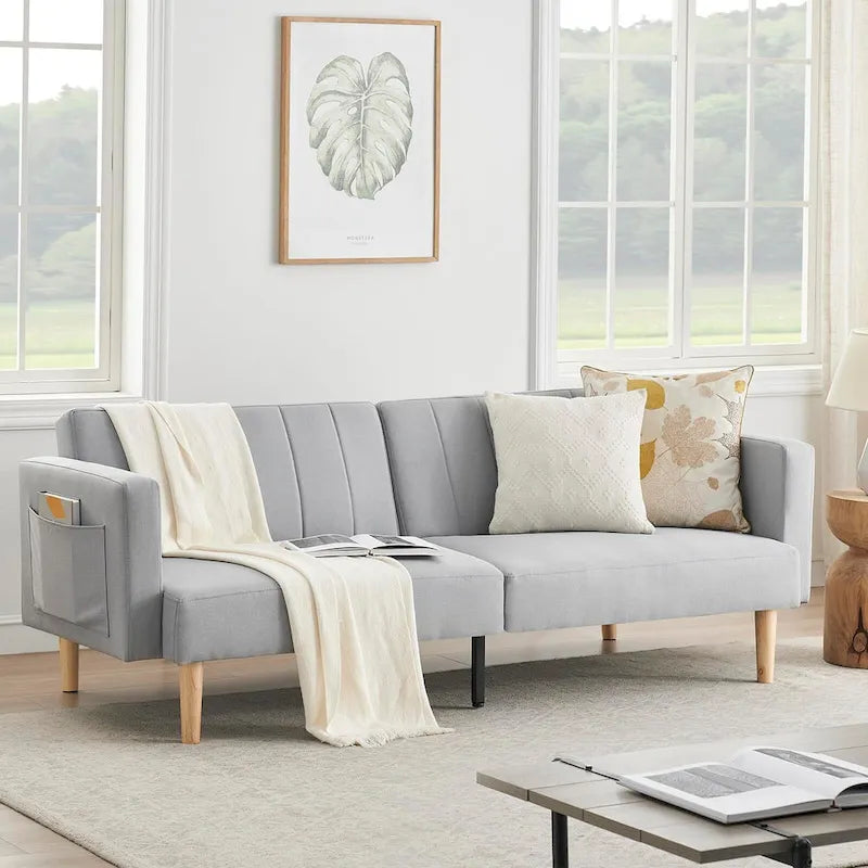 78.74Inch Modern Fabric Sofa Bed 3-in-1 Foldable Sleeper Sofa Bed
