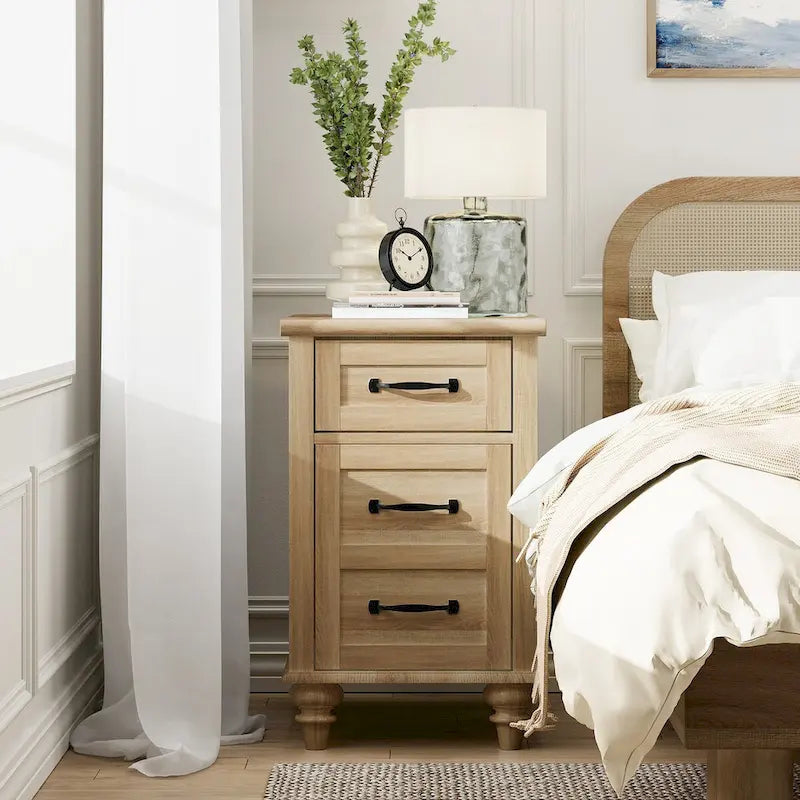 Modern End Table with Charging Station, Sofa Side Table with Storage