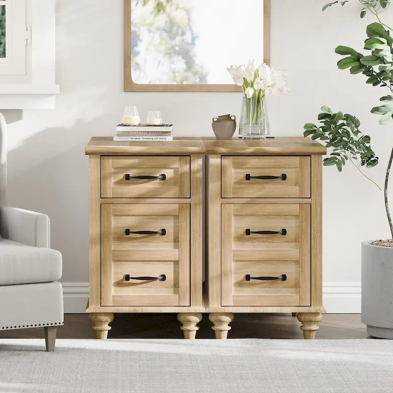 Modern End Table with Charging Station, Sofa Side Table with Storage