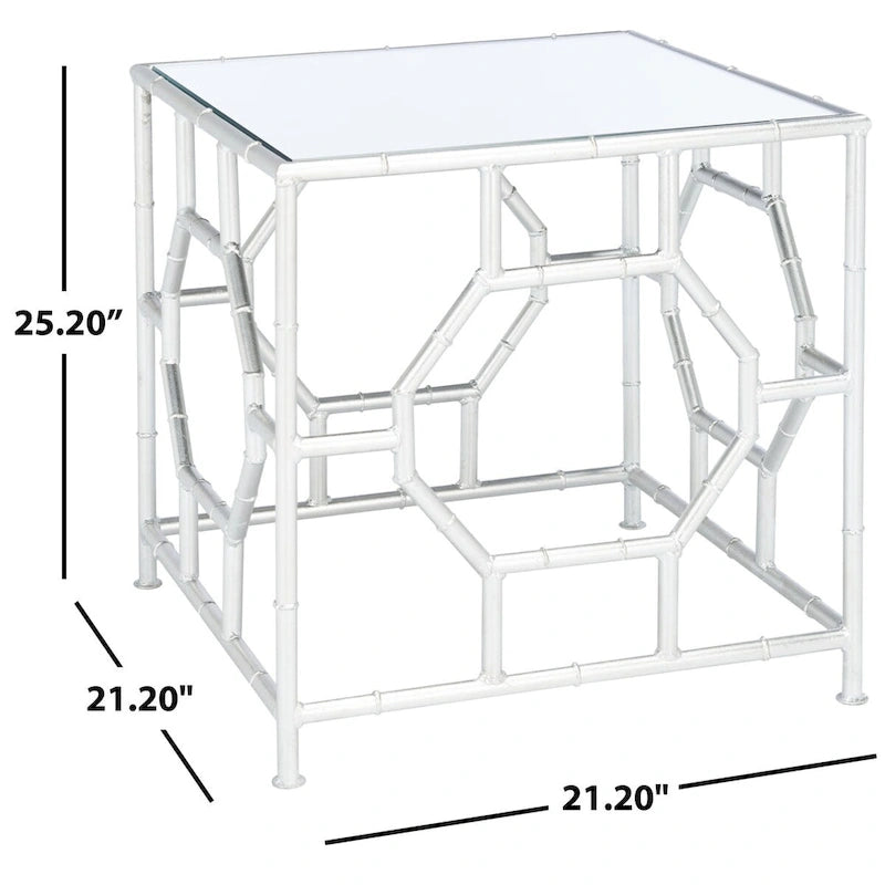 Silver/ Mirror Top Accent Table - 19 x 19 x 19 - 19Wx19Dx19H