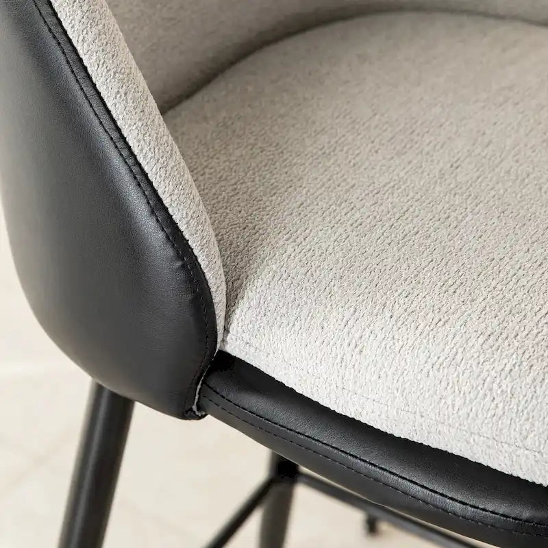 Modern Faux Leather Mixed Chenille Upholstered Swivel High Bar Stools