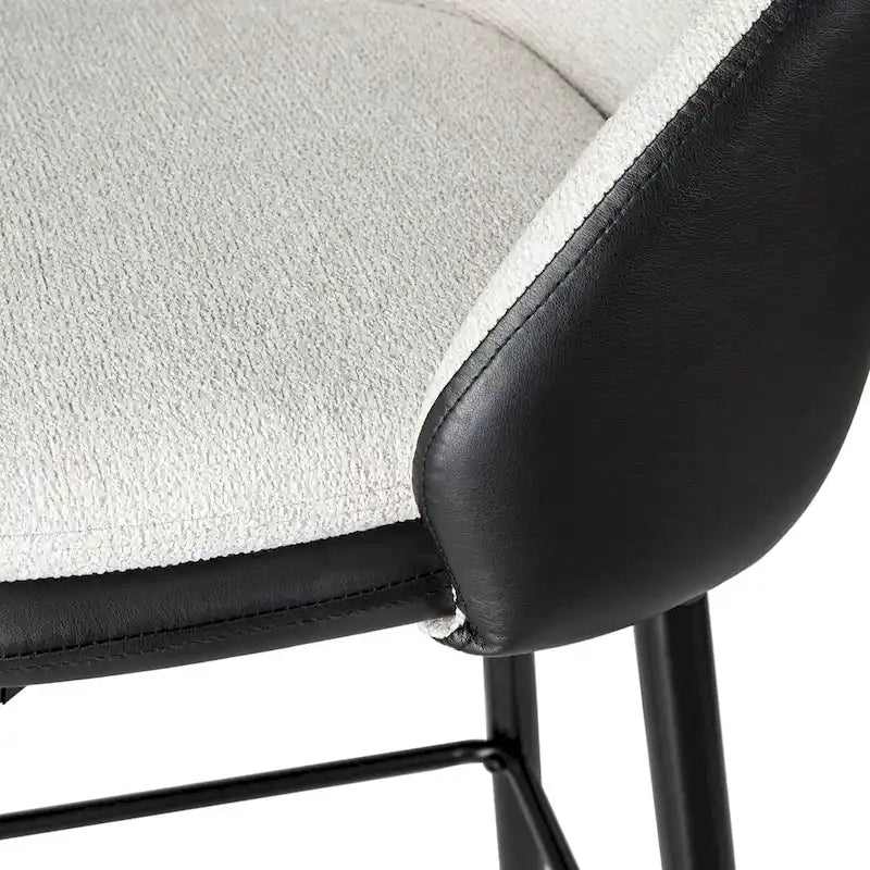 Modern Faux Leather Mixed Chenille Upholstered Swivel High Bar Stools
