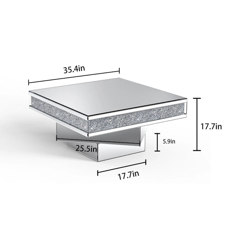 Triple Mirror Diamond Coffee Table Accent Table