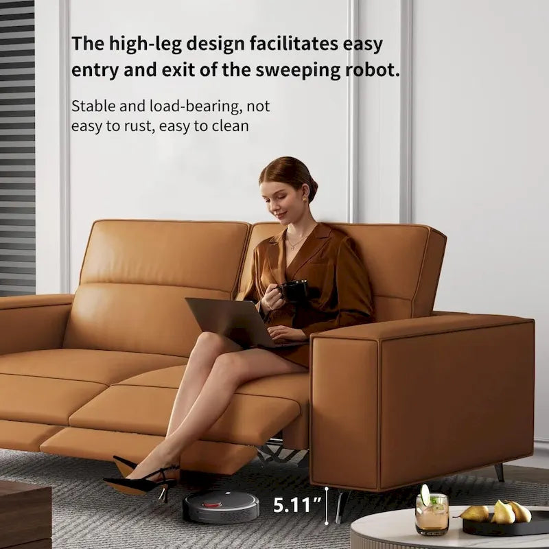 76.77 Modern Leather Recliner Sofa, Power Reclining, Adjustable, Ergonomic Design, Living Room Furniture