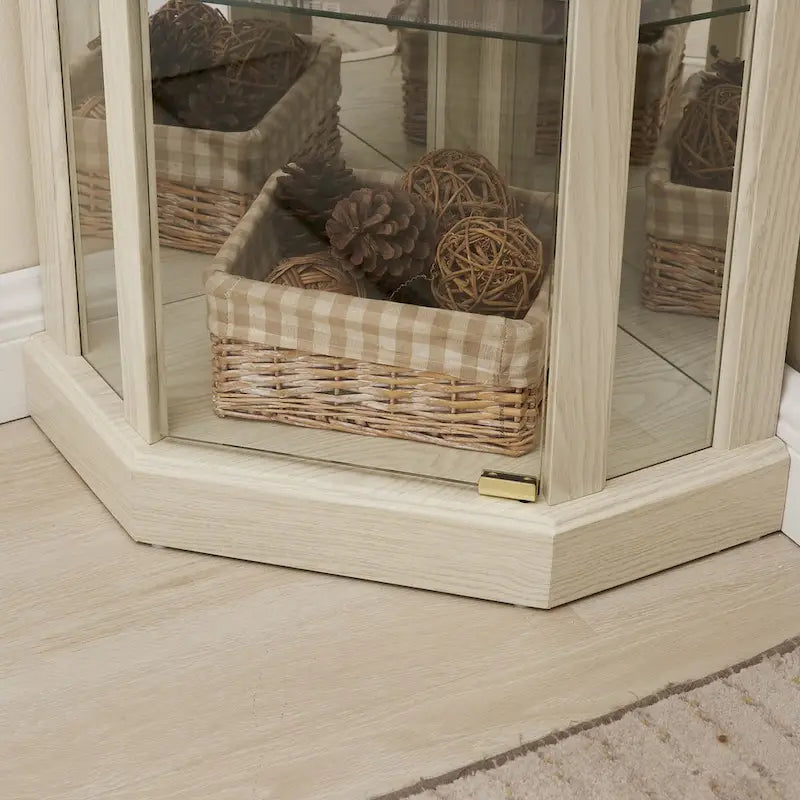 Corner Glass Cabinet Lighted Curio Cabinet Corner Display Case, Antique collection, Wine, Bar Glass Storage Light Included