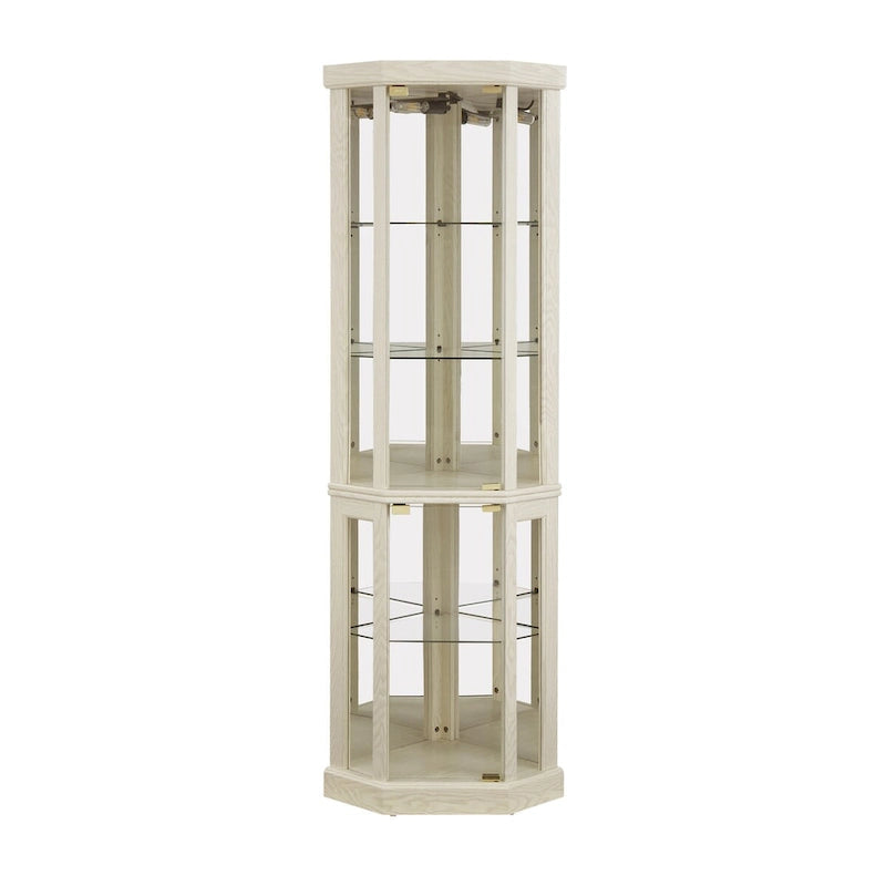 Corner Glass Cabinet Lighted Curio Cabinet Corner Display Case, Antique collection, Wine, Bar Glass Storage Light Included