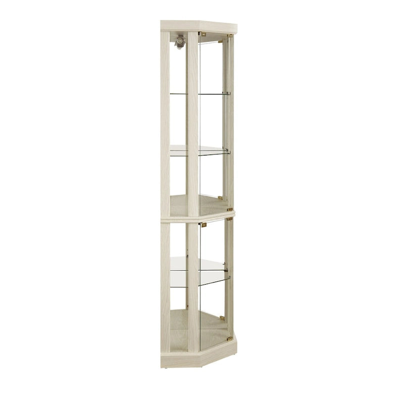Corner Glass Cabinet Lighted Curio Cabinet Corner Display Case, Antique collection, Wine, Bar Glass Storage Light Included
