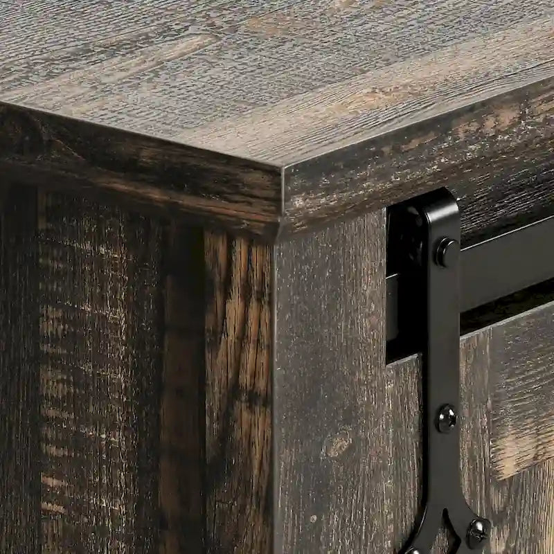 Farmhouse Sideboard Buffet Cabinet with Storage-Sliding Barn Doors and 4 Drawers